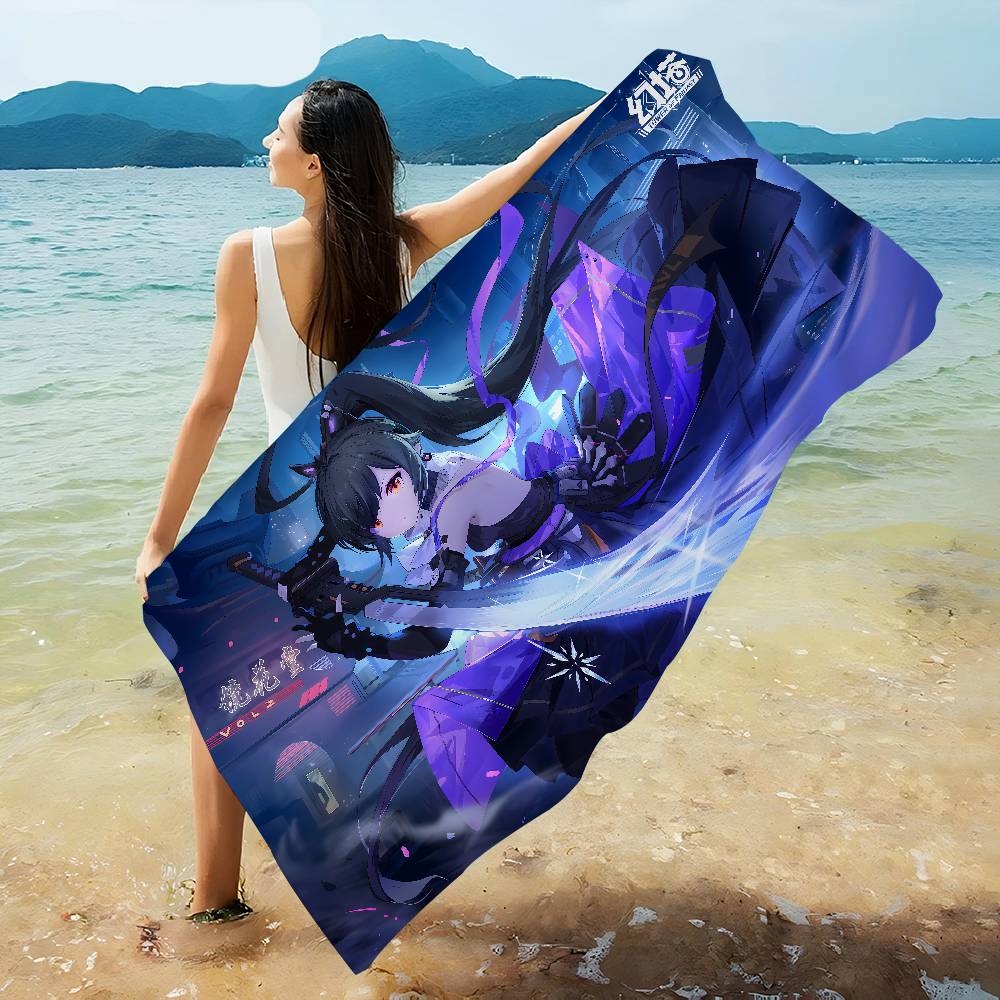 T-Tower Of Fantasy Cartoon Microfiber Blanket Quick Drying Beach Towels Oversized Printing Super Absorbent Pool Towel Blanket