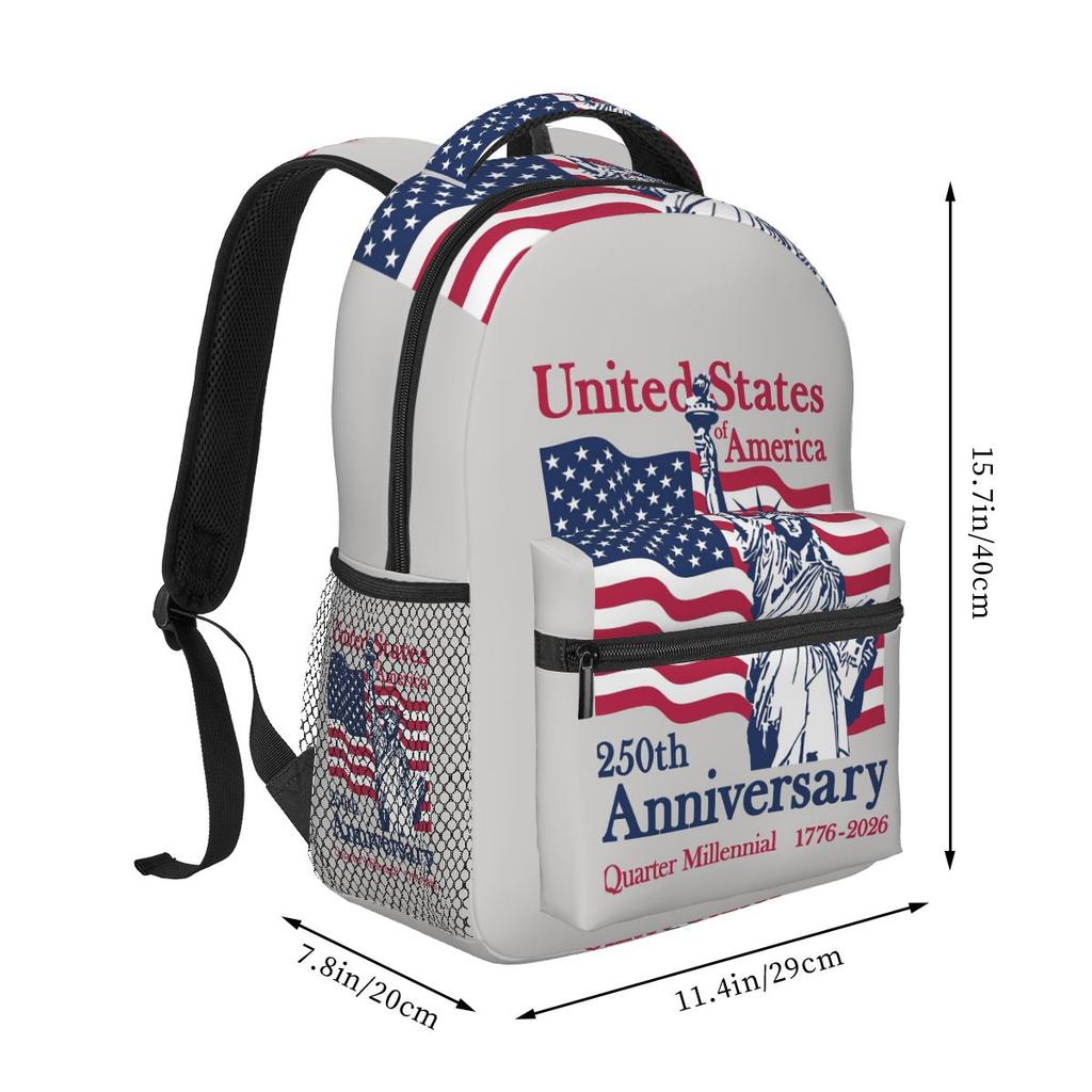 USA 250th Anniversary 1776-2026 American Flag Backpack Student Boys Girls BookBag Children School Bag Shoulder Bag for Men Women