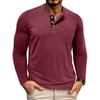 Men S Casual Long Sleeve Color Block Henley T Shirt
