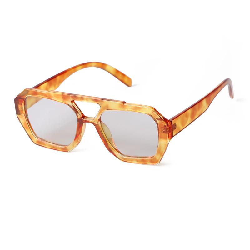 Retro Tortoiseshell Pilot Sunglasses Women Brand Designer Oversized Shades Eyewear Double Bridge Rectangle Men Sun Glassses