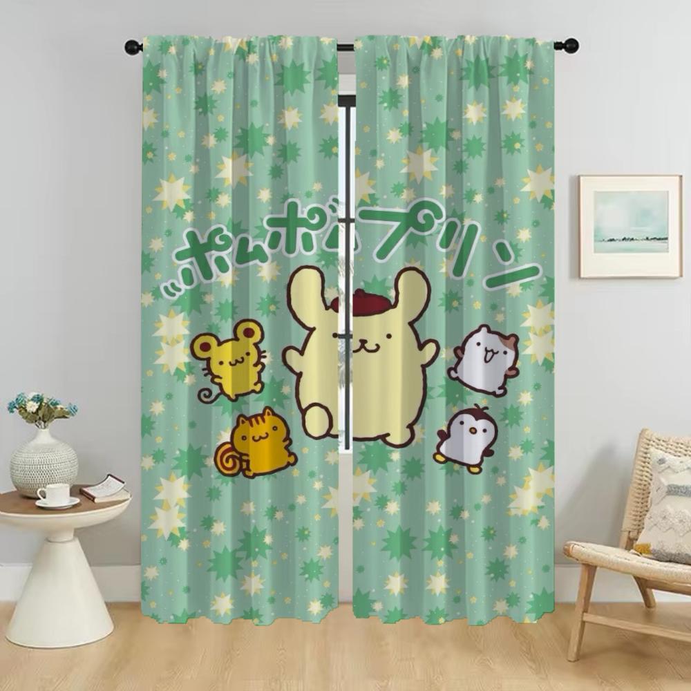 P-Pompom Purin Anti-mosquito Curtains for Living Room Partition Home Interior Curtains 2 Pieces Shades Blackout Curtain Kitchen