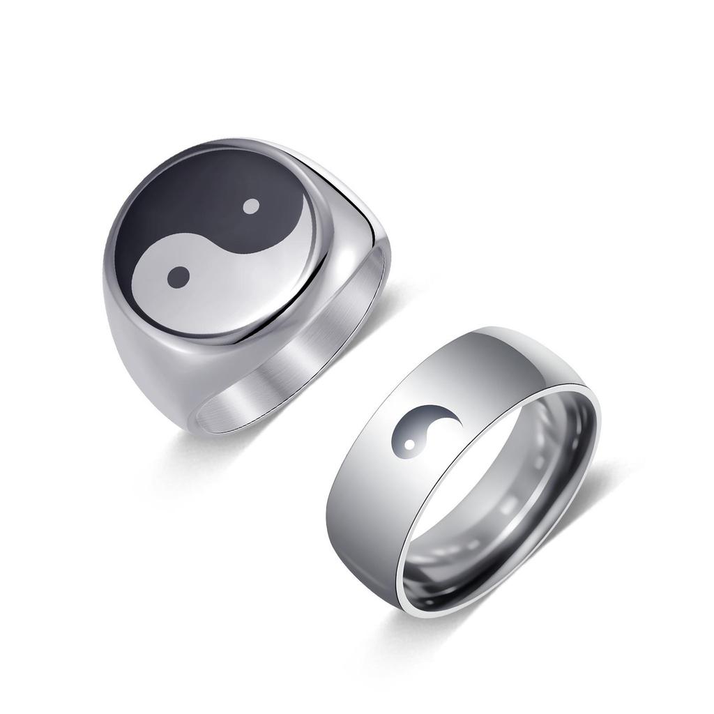 Cross-border National Ink Wash Bagua Men's Retro Ring Set