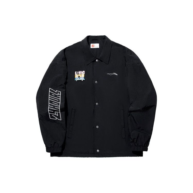 Li Ning X Pablo Ientile Collaboration Skateboard Series Cartoon Print Casual Jacket Men Jacket Black AFDU253-2