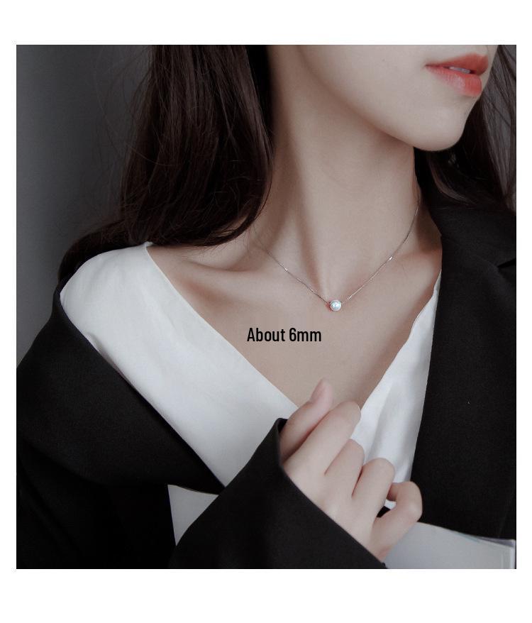 925 Sterling Silver Pearl Necklace - Gradient Clavicle Chain for Women, Autumn/Winter Fashion, Light Luxury High-End Sweater Accessory