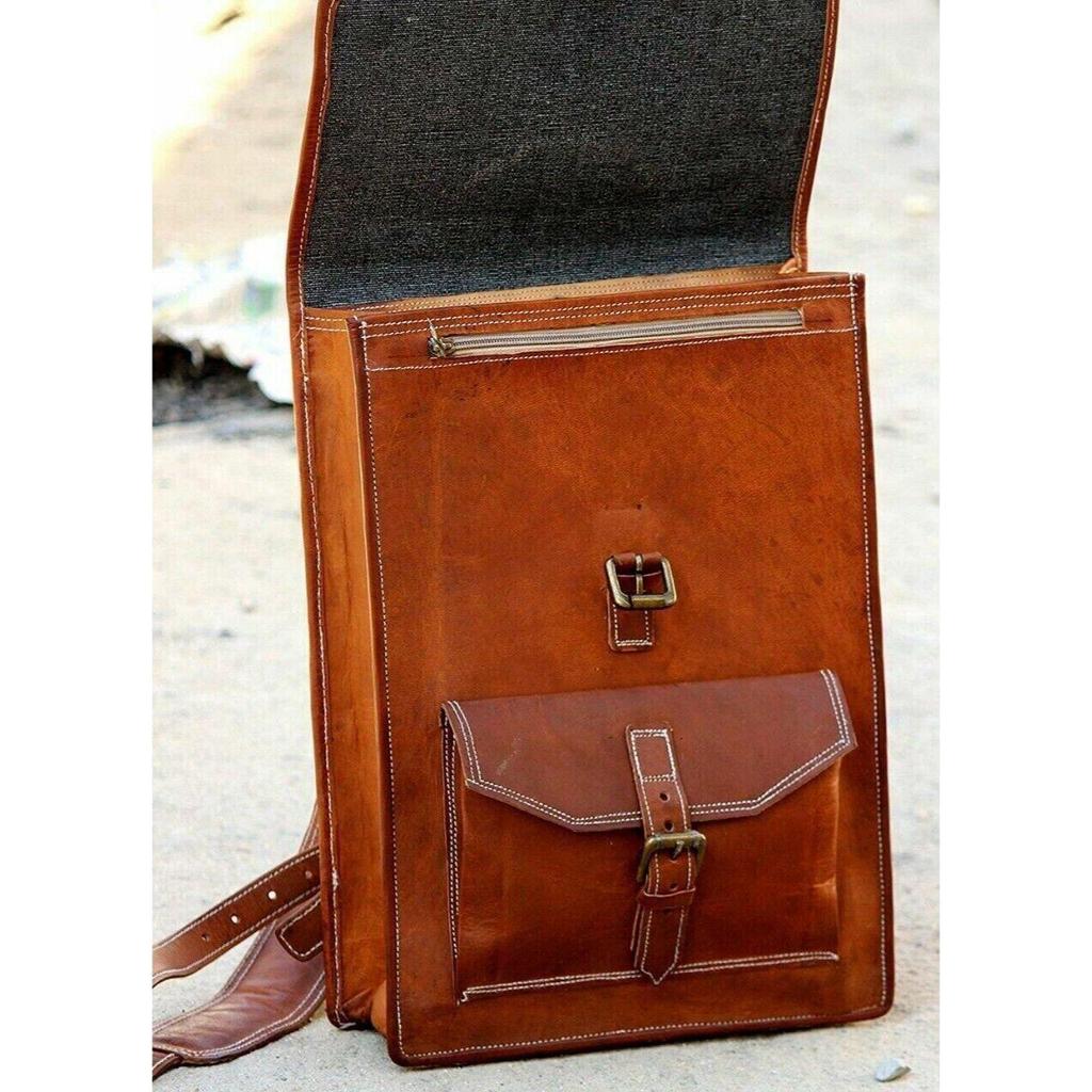 Ny ryggsekk i ekte vintage skinn for menn Reisekontor laptopveske