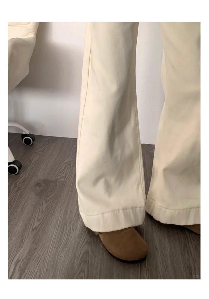 Apricot Micro-Flare High-Waisted Jeans for Women - 2026 Spring/Autumn Petite Style Flattering White Horseshoe Flare Pants