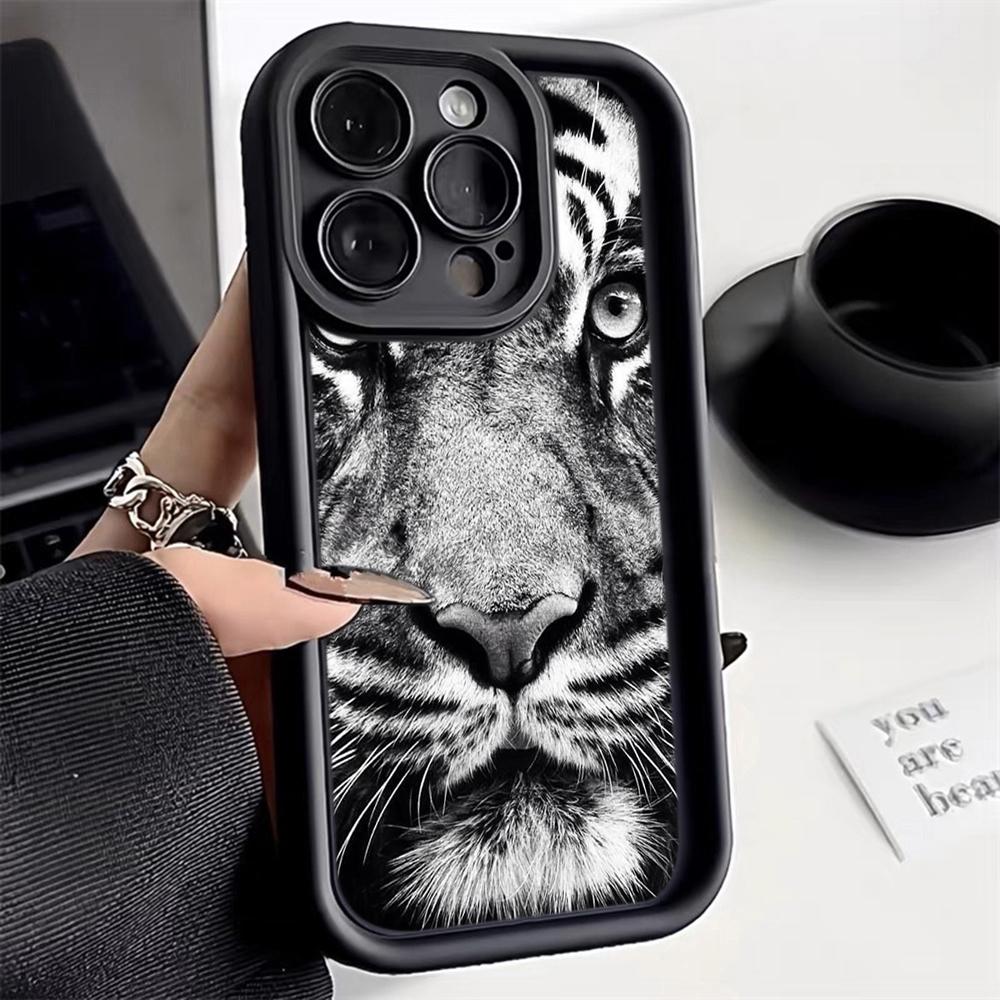 LZ30 Tiger Lion Cat Silicone Phone Case for iPhone 11 13 14 15 16 Pro Max 7 8 16 Plus 12 mini XS Max XR Shockproof Back Cover