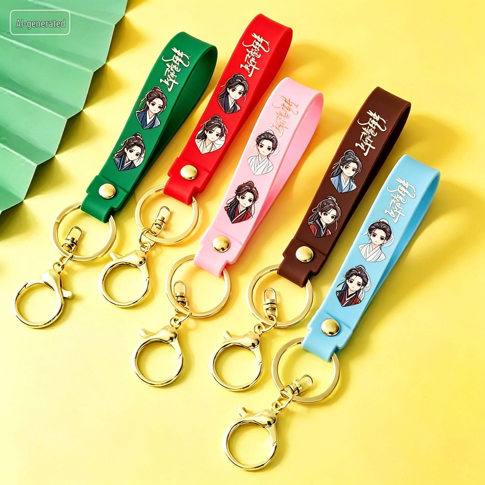 Custom Logo Soft Rubber Keychain - Double-Sided Silicone Lantern Design 10.5*1.8cm (custom logo printing) жёлтый