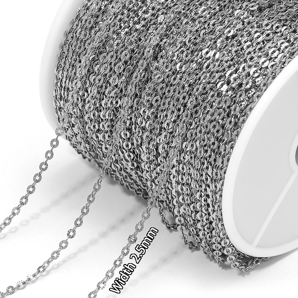 2Meters Stainless Steel PVD Gold Textrued Cable Chain for DIY Girls Necklace Women Bracelet Jewelry Earrings Making Supplies