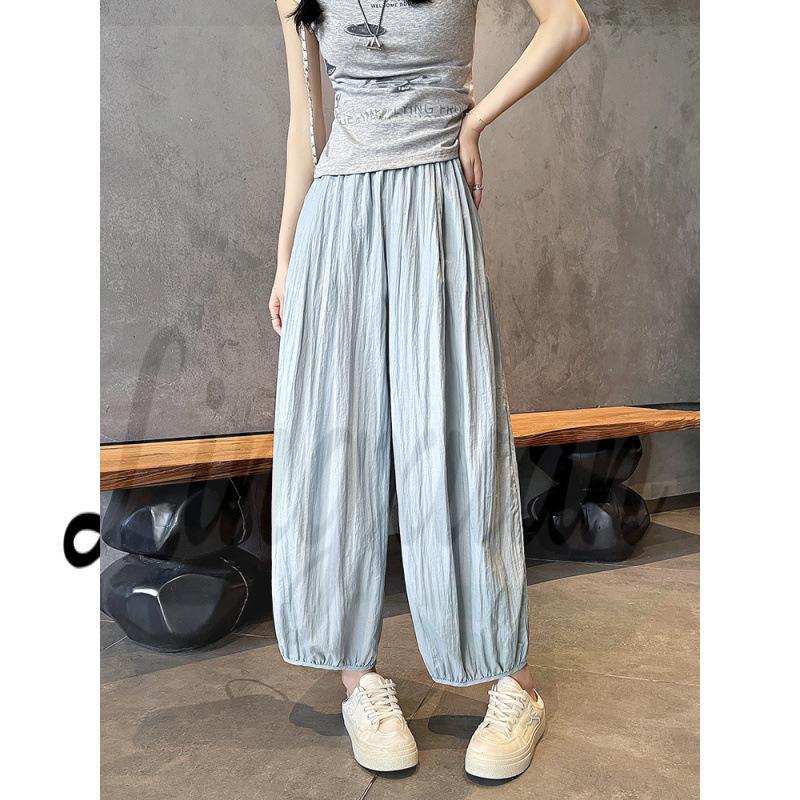

Women s Quick-Dry Ice Silk Lantern Pants – Summer Sun Protection, Cool and Lightweight, Nine-Point Length for Petite Women XX-Large светло-синий