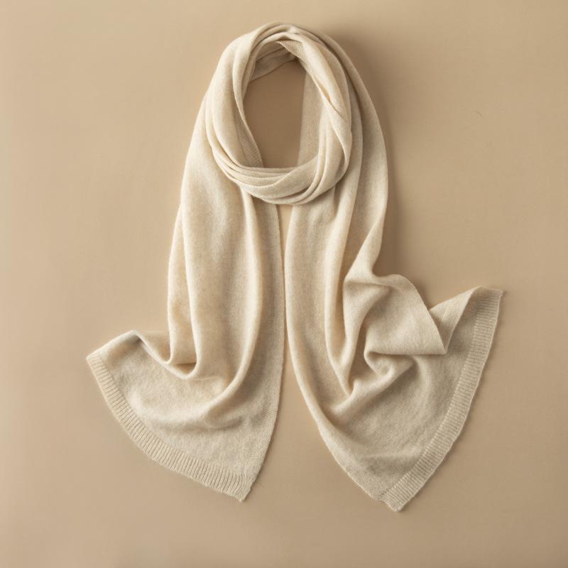 Women's 100% Pure Cashmere Scarf - Autumn/Winter Solid Color, Fashionable & Versatile Knit Shawl