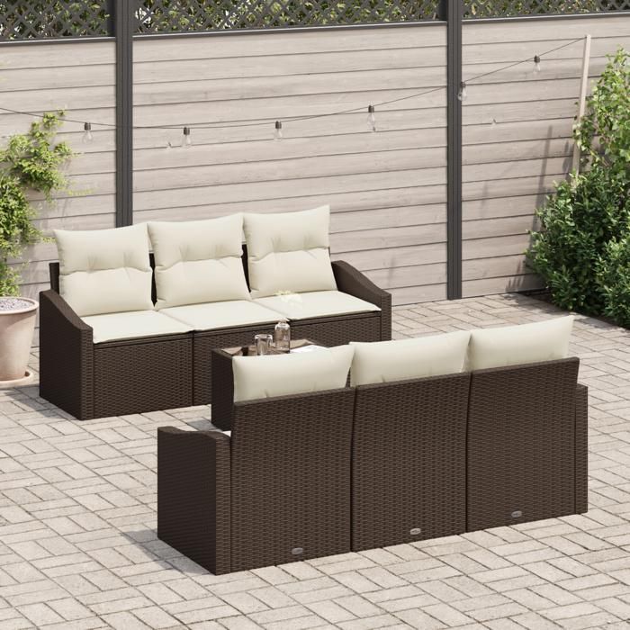 VidaXL 7-piece Garden Sofa Set with Brown Cushions Poly Rattan 3346608