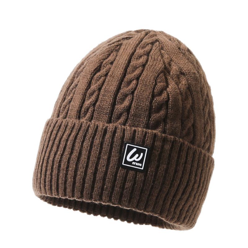 Winter Wool Hat Autumn Winter Warm Knitted Hat Male Velvet Thick Cotton Hat Ear Protection Cap Sleeve Cap Skullies Beanies Ski Slouchy Cap