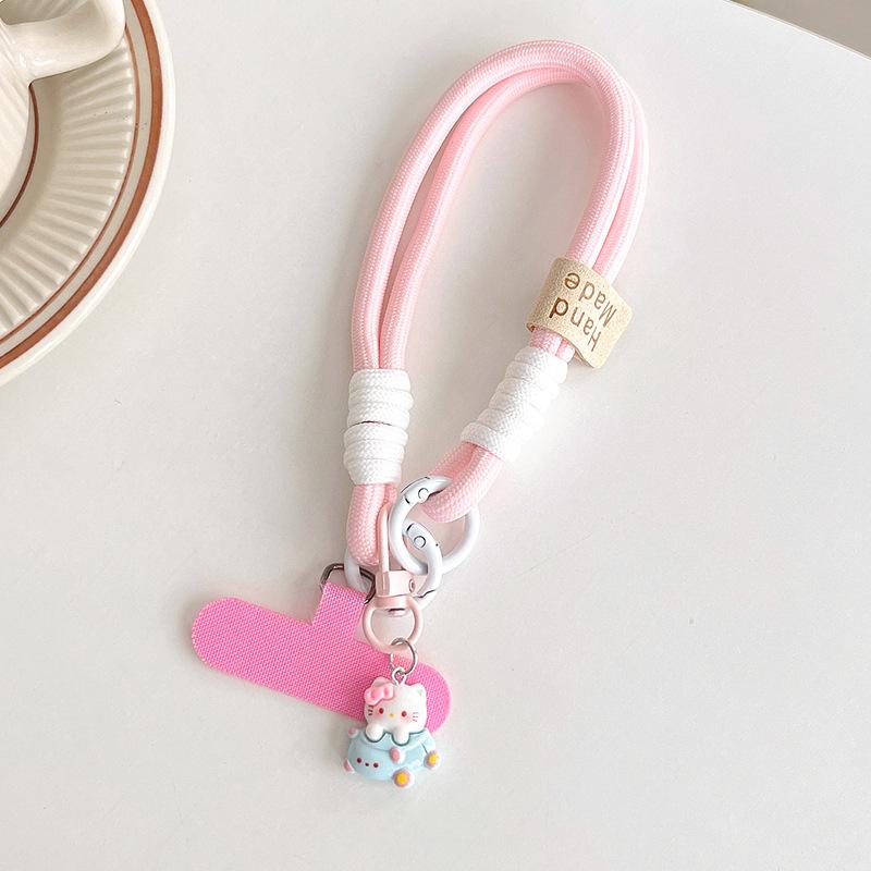 Mobile Phone Lanyard Girl Heart Cartoon Cute Kt Cat Jewelry Portable Rope Woven Rope Short Pendant Female