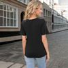 Women's Casual Color Slant Neck Short Sleeve Decorative Button T-Shirt Top