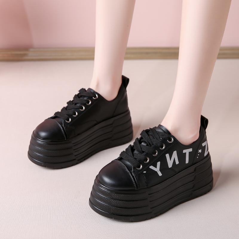 Fashion 8CM Ankle Boots Spring Women Fashion Bling Butterfly-knot Chunky Sneaker Vulcanize Autumn Motorcycle Platform Wedge Flats Shoes