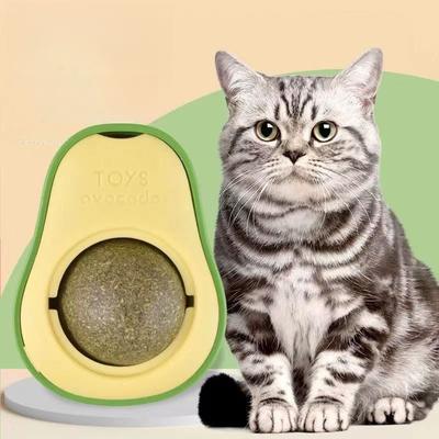 Katzenminzball Drehender Katzen-Spielzeug Pfefferminzball Holz Knöterich Zähne Schleifen Reinigung Selbst-Hi Langeweile Necken Katzenball Haustier-Spielzeug