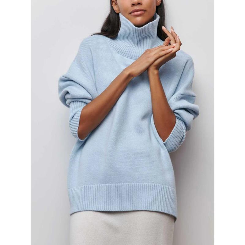 Women's Knitted Sweater Turtleneck White Black Christmas Loose Oversized Pullover Casual Knitwear Soft Sweater for Women 2025