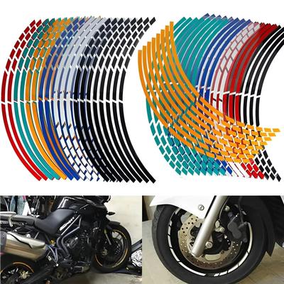 16 ks Samolepky na pneumatiky motocyklu a auta, ozdobné proužky, univerzální reflexní samolepka na kolo, páska na ráfek kola motocyklu 17"18"