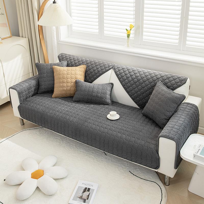 Solid Color Non-slip Sofa Cover Thicken Soft Plush Sofa Cushion Towel for Living Room Furniture Decor Slipcovers Couch Covers