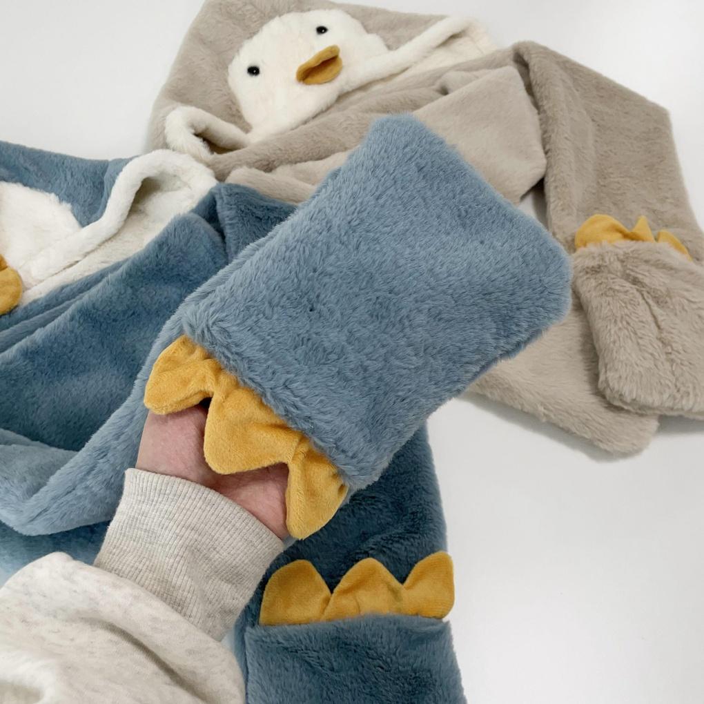 Unisex Daily Penguin Fur Hooded Warmer Hat