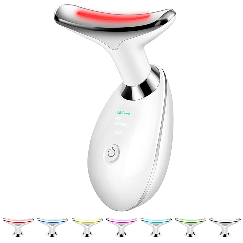 Face and Neck Massager Tool, 7-in-1 Color Red-Light-Therapy Wand for Skin Care 1081-white-33