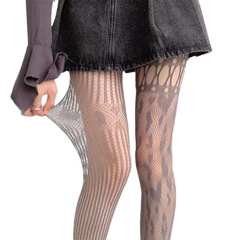 Women Sexy Lace Fishnet Stockings Lolita Hollow Out Solid Pantyhose Women's Irregular Exposed Skin Tights Slim Y2kBody Stockings