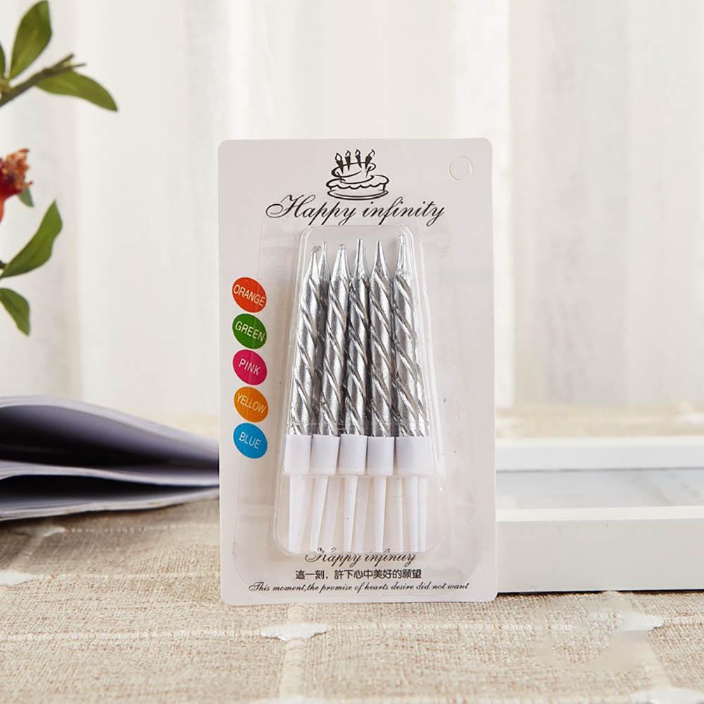 6 Box/Pack Colorful Screw Thread Birthday Candle With Gilded Food Grade Spiral Candle For Cake Baking Birthday Party Decoration Supplies