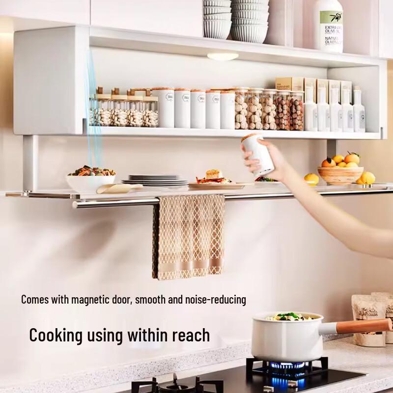 Under-Cabinet Pull-Down Storage Shelf with Sensor Light