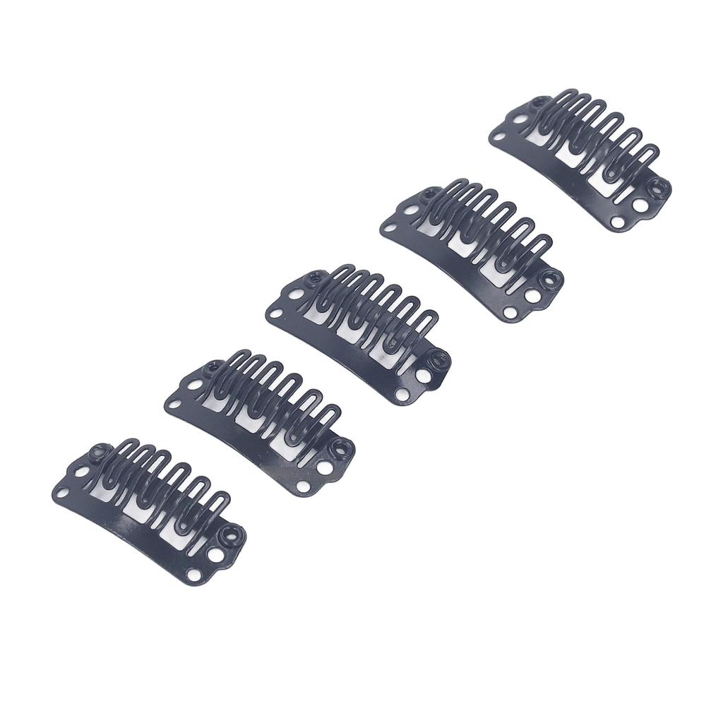 100pcs 2.3cm U Shape Wig Clips 6 Comb Teeth Stainless Steel Black Wig Accessories Snap Comb Clips for Hair Extension
