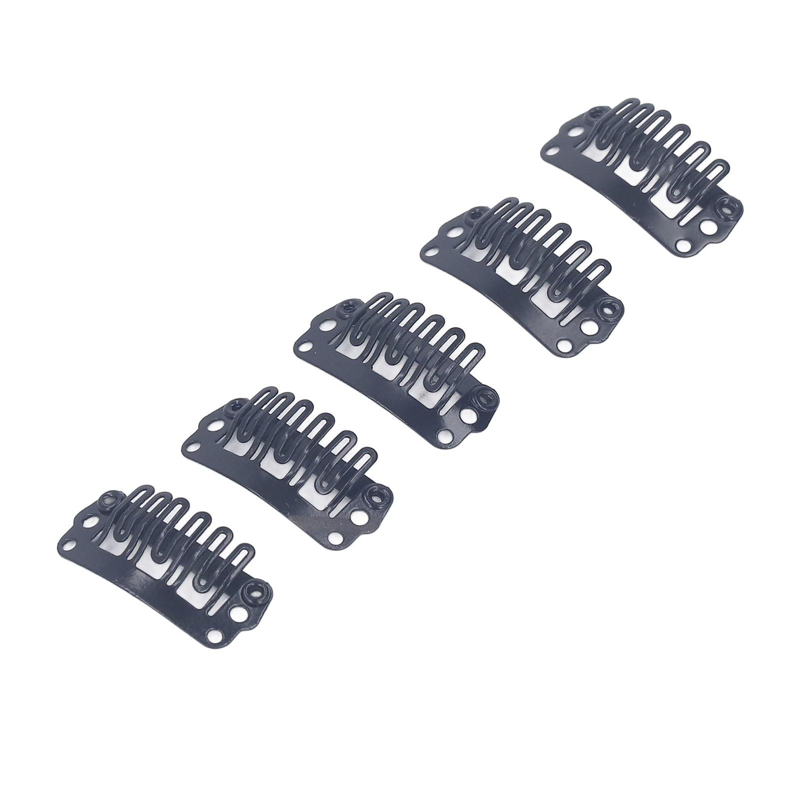 

100pcs 2.3cm U Shape Wig Clips 6 Comb Teeth Stainless Steel Black Wig Accessories Snap Comb Clips for Hair Extension