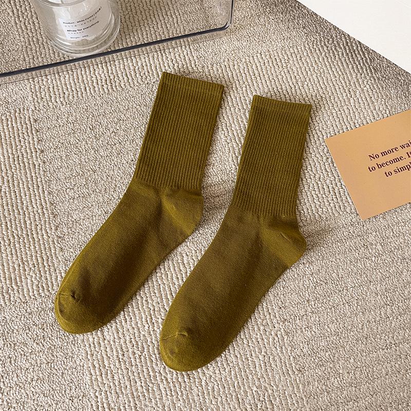 Women's Trendy Candy Color Thin Mid-Calf Socks - Colorful Japanese Style Summer Pile Socks