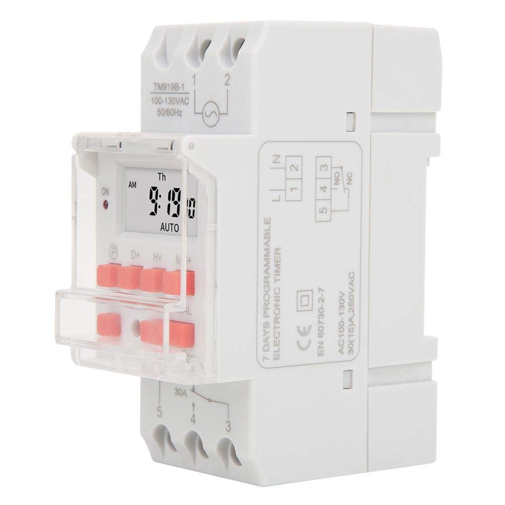 AC100-130V 30A Timer Switch On/Off Timer Control 24 Hours 7 Days Programmable Time Relay TM919B-1 Light Fan Digital Switch