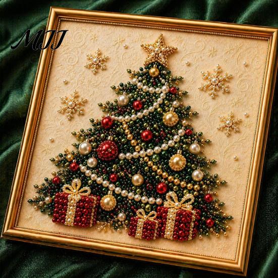 Kit de Arte de Perlas Artificiales para Principiantes, Kit de Pintura de Navidad, Set de Escena Invernal 3D DIY Navideña, Proyecto de Manualidad Festiva para Adultos, Pared Festiva del Hogar