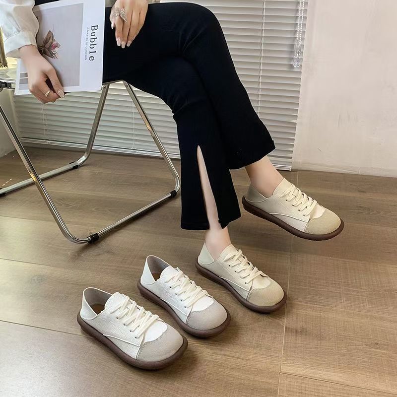 Sneakers Women Shoes Loafers Lace Up Leather Flat New Spring Ladies Casual Shoes Outdoor Travel and Walking Women Shoes