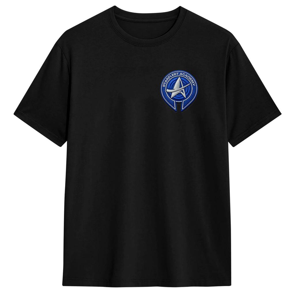 Men Stars Treks Starfleet Academy Badge T Shirt 100 Cotton Tops Casual Short Sleeve Round Collar Tee Shirt Printing TShirts
