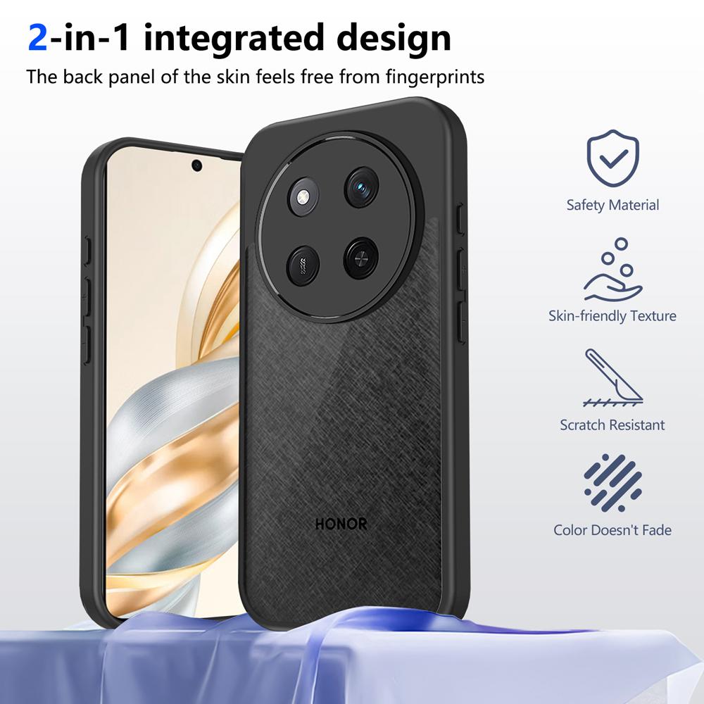 KEYSION Matte Translucent Black Phone Case for HONOR X9c 5G Soft Silicone+PC Clear Shockproof Cover for Huawei Magic 7 Lite 5G