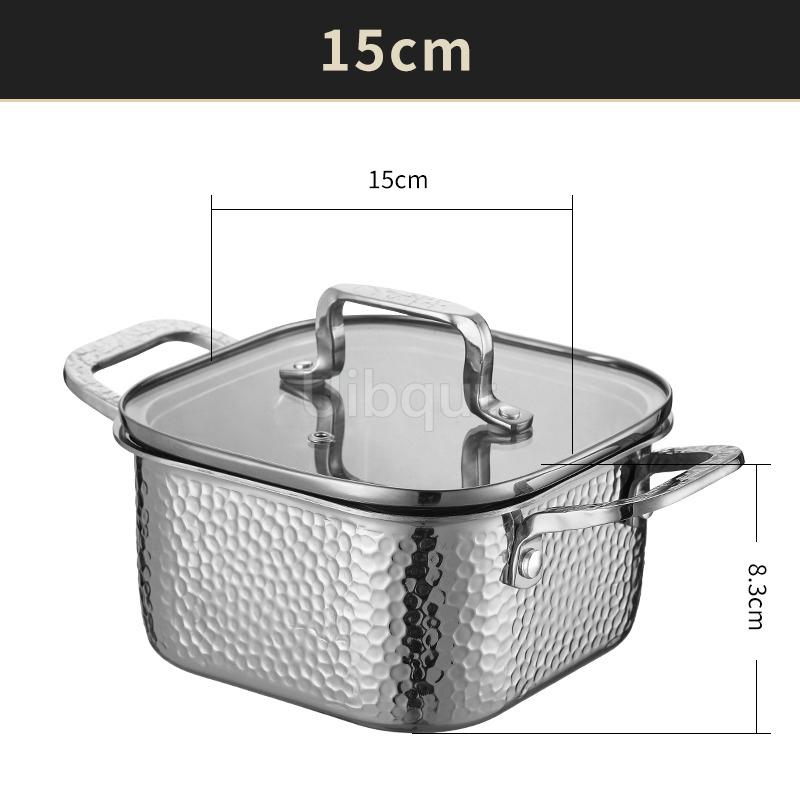 304 Stainless Steel Small Hot Pot One Person, One Pot for Household and Commercial Use Square Personal Hot Pot Chafing Dish