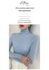 Women's Slim-Fit High-Neck Seamless Wool Base Layer Shirt, Autumn/Winter, Ruched Neck, Knitted Sweater.