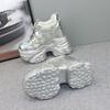 Fashion 12cm Hidden Heel Dad Shoes Women Thick Sole Casual Breathable Mesh Block Heel 10cm White Sneakers