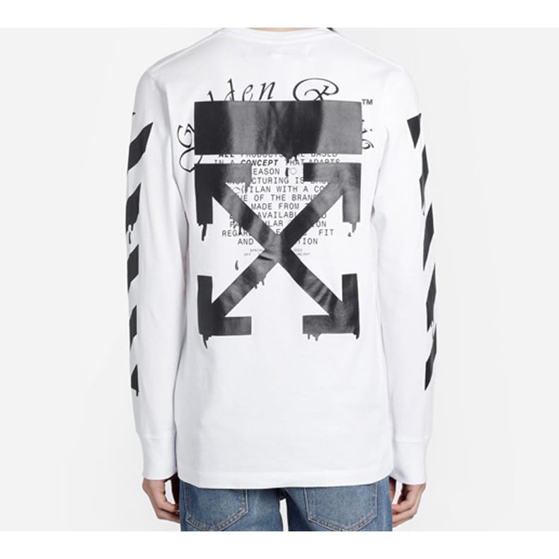 OFF WHITE Dripping Arrows Print Cotton T Shirt OMAB001R201850050110