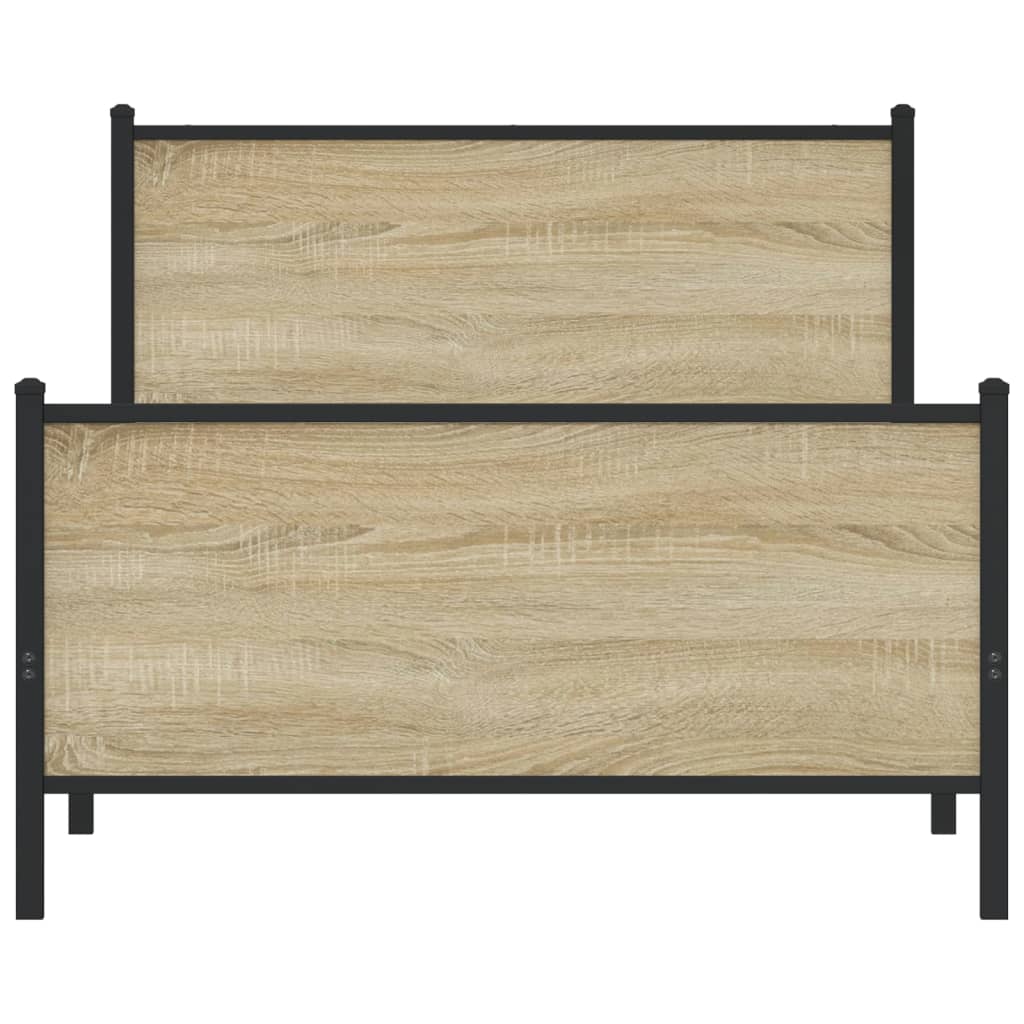 Metal Bed Frame Without Mattress Sonoma Oak Finish 107 X 203 Cm