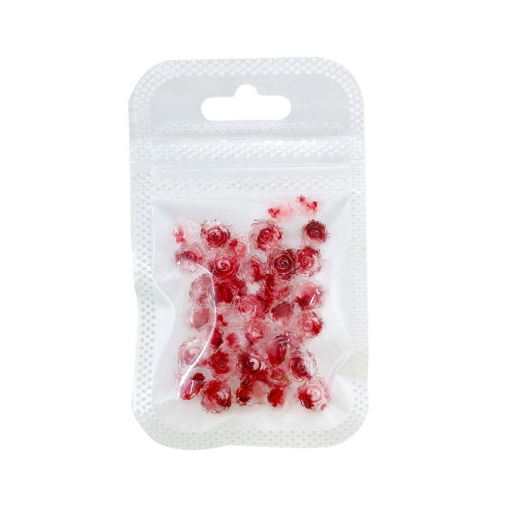 50PCS 3D Resin Camellia Nail Art Decoration Vintage Resin Nail Drill Accessories  Manicurist