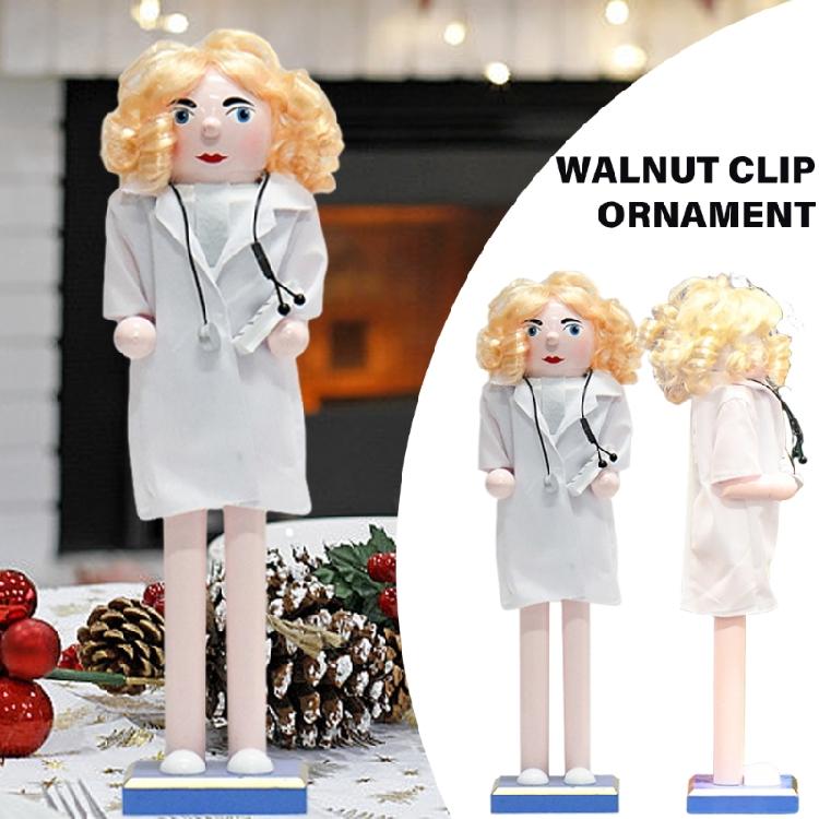 Hand Painted Nurse Wood Nutcrackers Holiday Nurse Figurine Charm Wood Nutcrackers Ornament for Office Decors