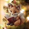 Yousheng Cute Forest Fox/Raccoon Reading Ornament 2D Flat Acrylic Christmas Ornaments Woodland Animal Xmas Tree Decoration for Nature-Themed Holiday