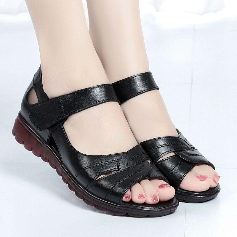 

Летние мягкие кожаные сандалии женские на плоской подошве нескользящие туфли на плоской подошве большого размера женские туфли на мягкой подошве 40