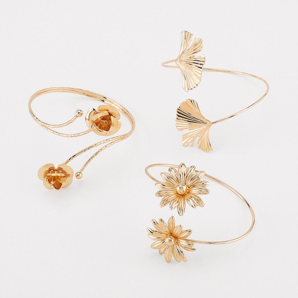 Butterfly Opening Cuff Bracelets Leaf Circle Upper Arm Bracelet Flower Armband Arm Chain  Party