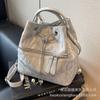 Silver bag women's 2025 new fashion backpack design sense school bag college student shoulder crossbody bucket bag