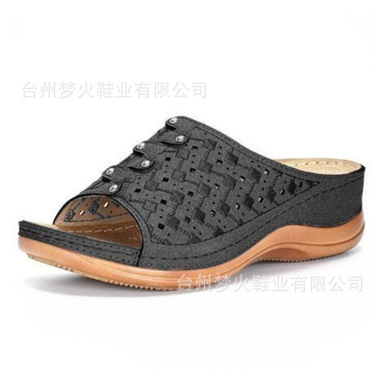 Casual sandals women's solid color platform carved women's slippers sandals