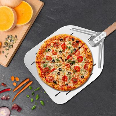 Dutá lopata na pizzu s dlouhou rukojetí, velká plocha, nerezová ocel, 12palcová pizza